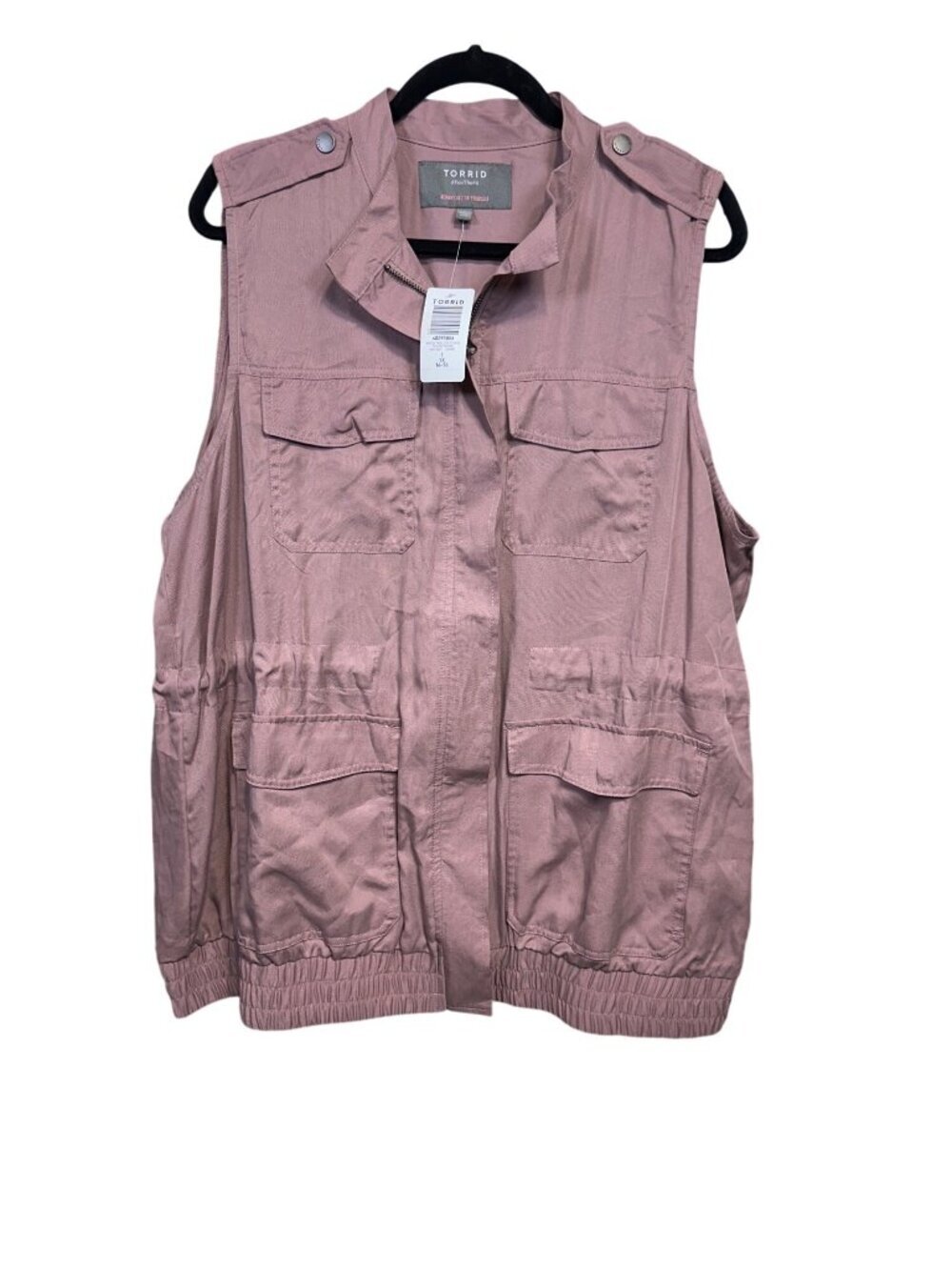 Torrid Mauve Utility Vest With Pockets Button Detail Sleeveless Lightweight Plus